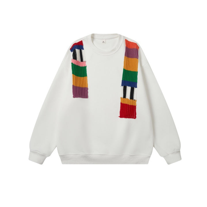 Unisex Oversize-Sweatshirt mit Strickapplikationen und Rundhalsausschnitt Drune