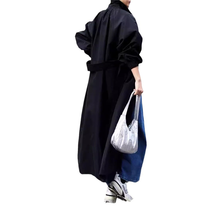 Damen Maxilanger Oversize-Mantel mit hohem Stehkragen, geraffter Rückenpasse und kastiger Silhouette Drune