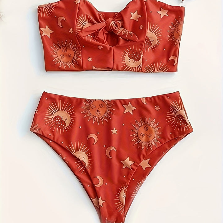 Damen Bikiniset mit strukturiertem Oberteil und hoch geschnittenem Hosenrock Drune