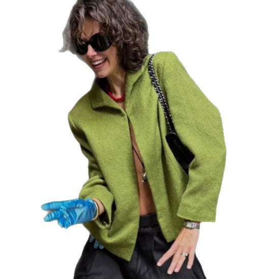 Damen Kurzblazer aus strukturiertem Bouclé mit kastiger Silhouette Drune