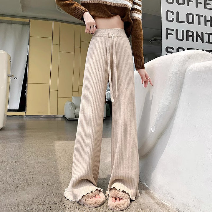 Damen Weit geschnittene Rippstrick-Hose Drune