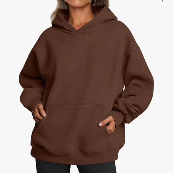 Damen nan extralanger Oversize-Kapuzenpullover im Boxy-Schnitt mit Kängurutasche und geripptem Abschluss Drune