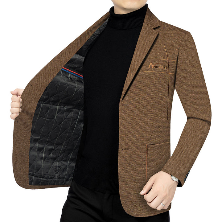 Herren elegantes halbgefüttertes Struktur-Sakko mit gesteppter Thermo-Innenfütterung und aufgesetzten Taschen Drune