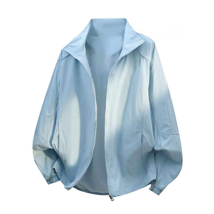 Damen Leichte Oversize-Windjacke mit Stehkragen, Kordelzug und elastischen Bündchen Drune