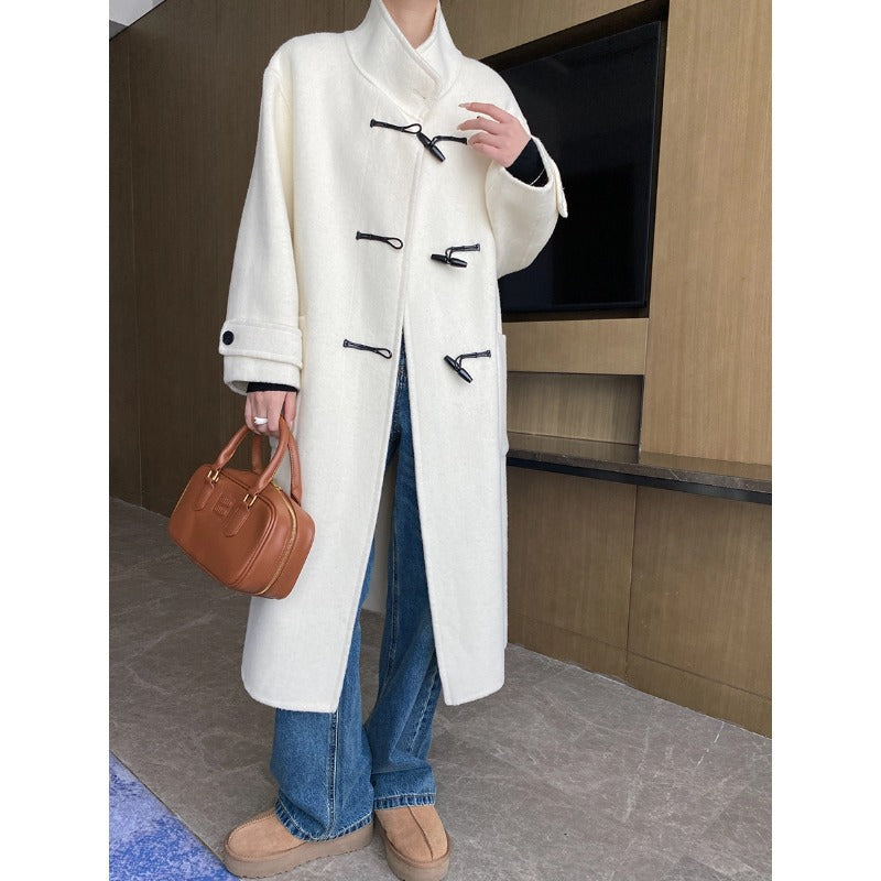 Damen Lange Duffle-Coat mit praktischem Verschluss und weichem Material Drune