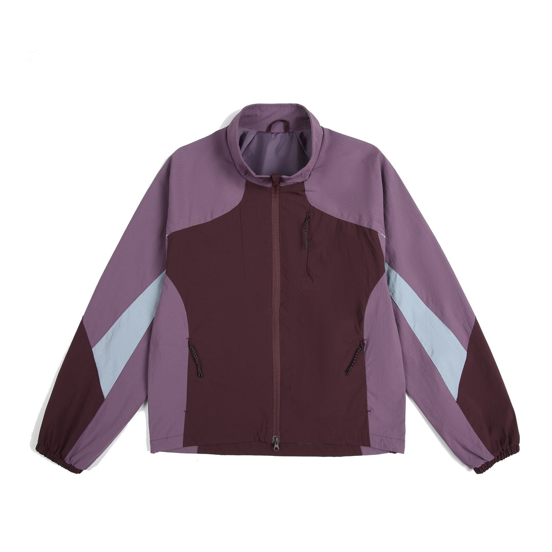 Unisex Leichte Windjacke mit hohem Kragen, Farbmix‑Paneelen und verstellbarem Saum Drune