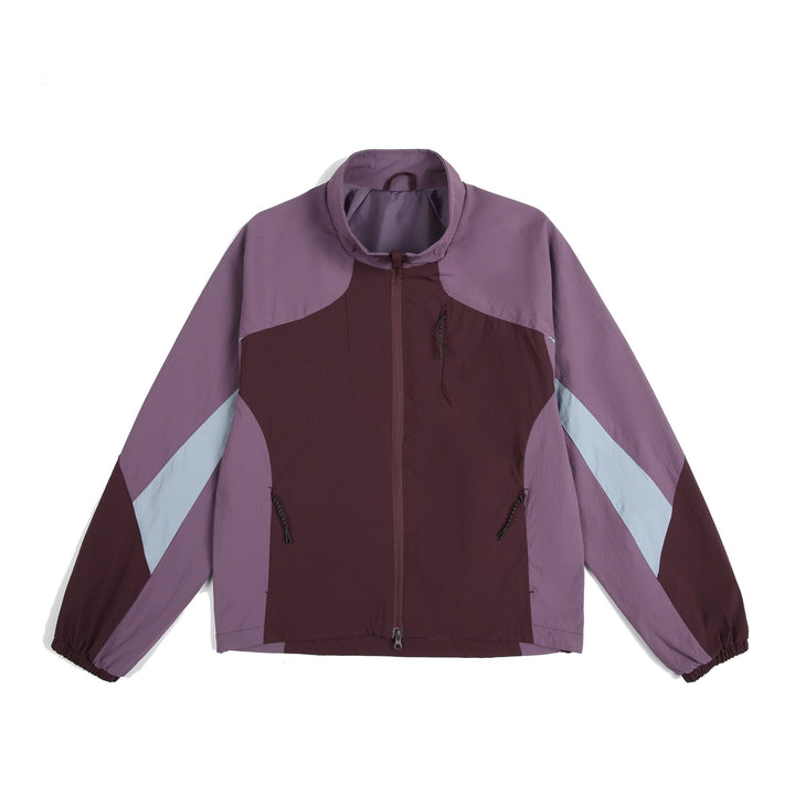 Unisex Leichte Windjacke mit hohem Kragen, Farbmix‑Paneelen und verstellbarem Saum Drune