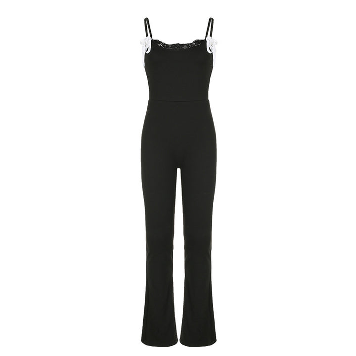 Damen Jumpsuit mit Spitze und verstellbaren Trägern Drune