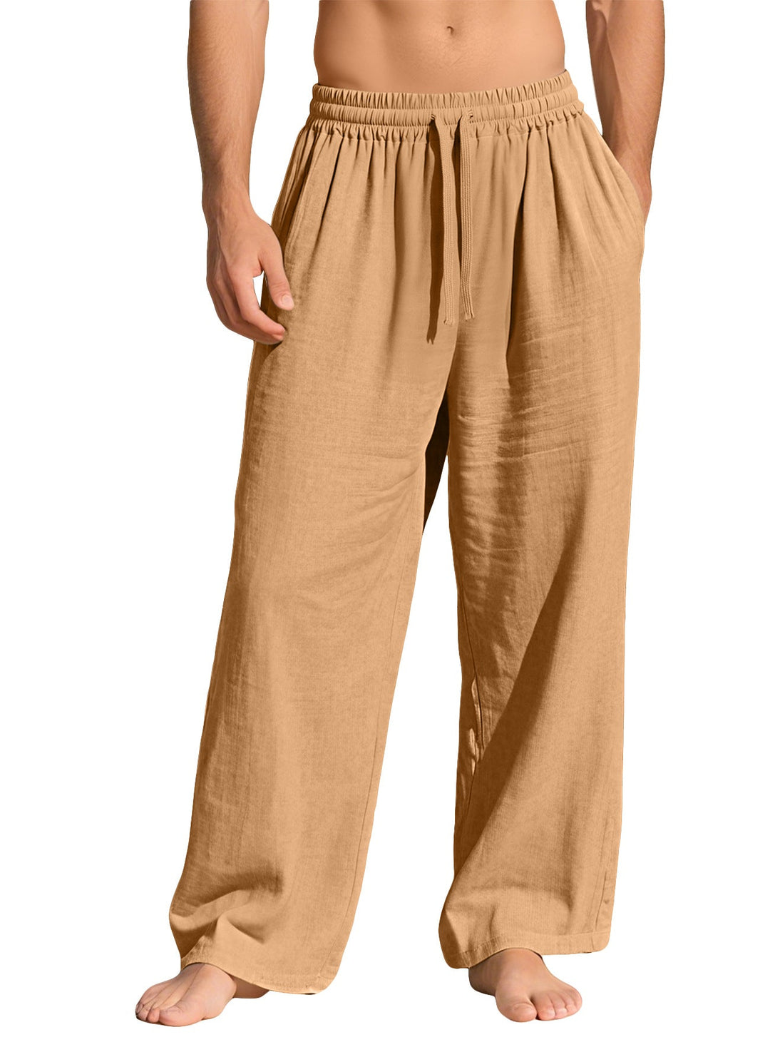 Herren nan leichte Leinen-Loungehose mit elastischem Bund und Seitentaschen Drune