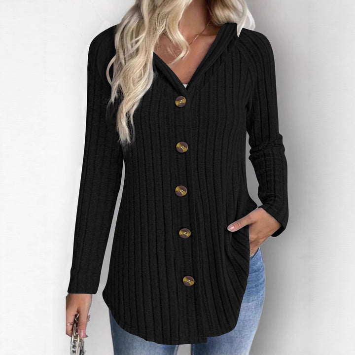 Damen Gerippte Longcardigan-Tunika mit Knopfleiste und Eingrifftaschen Drune