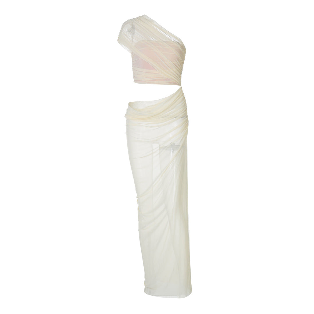 Damen Elegantes Wickelmaxikleid mit asymmetrischem Ausschnitt Drune