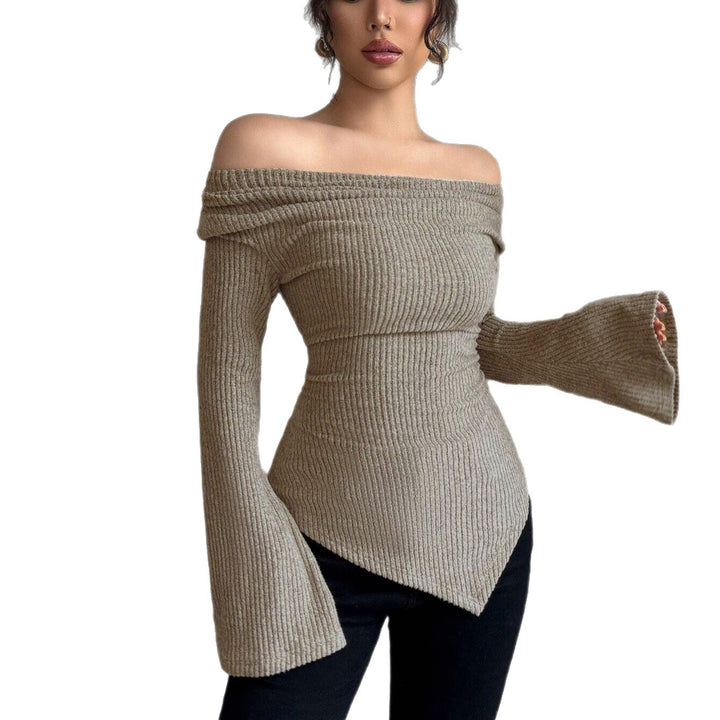 Damen Langarm Shirt mit Rippstruktur und weitem Ärmel Drune