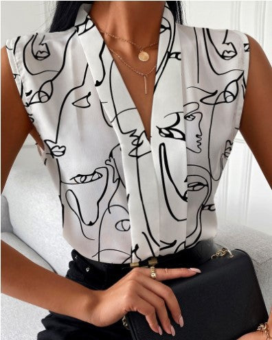Damen Stilvolle Ärmellose Bluse Drune