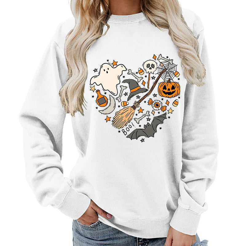 Damen Halloween Sweatshirt mit kreativem Motiv Drune