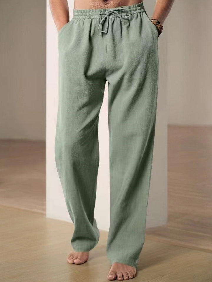 Herren Bequeme Leinenhose mit verstellbarem Bund Drune