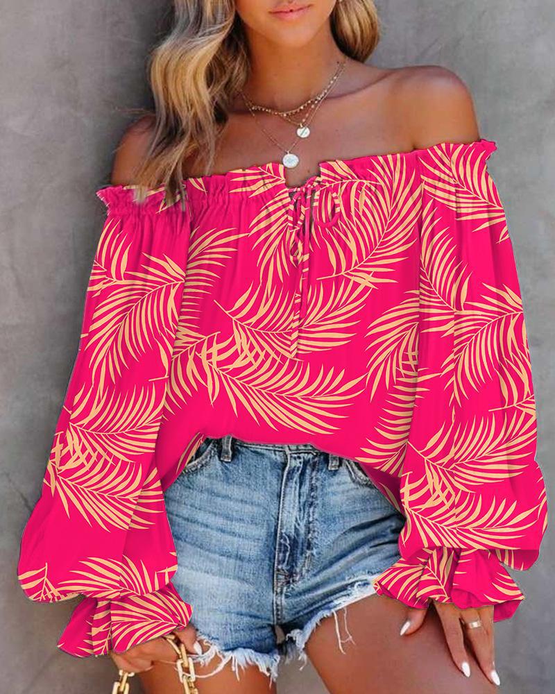 Damen Off-Shoulder Batik Bluse Drune