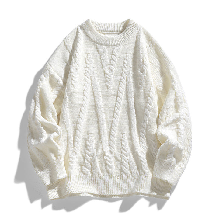 Damen Eleganter Strickpullover mit klassischen Zopfmuster Drune