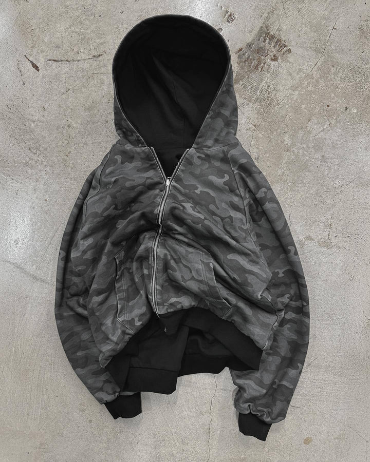 Unisex nan gefütterte Kapuzenjacke kurz geschnitten mit Kreuz-Reißverschluss Drune
