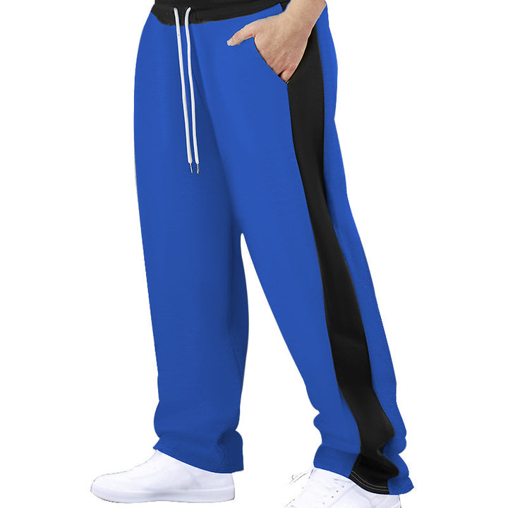 Herren nan sportive Jogginghose mit kontrastseitigem Panel geradem Bein Kordelzugbund und Eingrifftaschen Drune