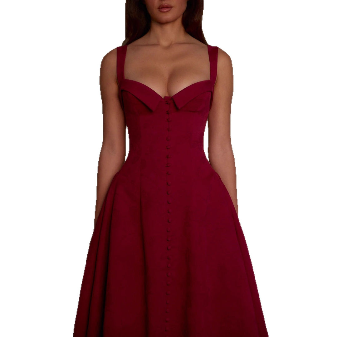 Damen A-linien Kleid mit schickem Bustier-Oberteil und Knopfleiste Drune