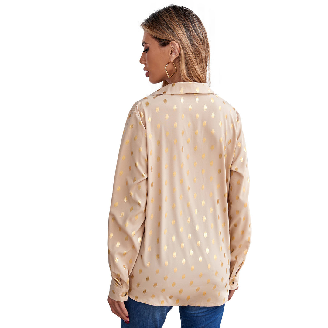 Damen elegante Bluse mit zartem Metallic-Druck und schimmerndem Finish Drune