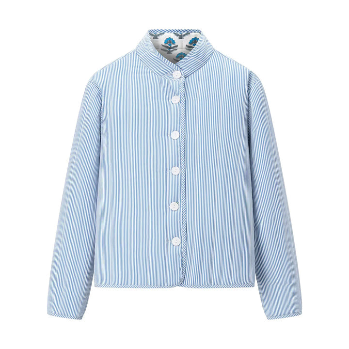 Damen nan leichte gesteppte Blusenjacke mit Stehkragen, Zierpaspel und floraler Allover‑Steppung Drune