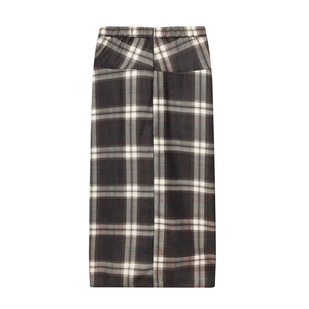 Damen Midirock mit Karomuster und dekorativer Frontdrappierung Drune