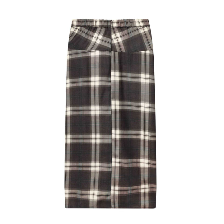 Damen Midirock mit Karomuster und dekorativer Frontdrappierung Drune