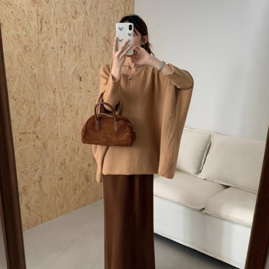 Damen Oversized Strickpullover mit lässigem Schnitt und dramatischen Ärmeln Drune