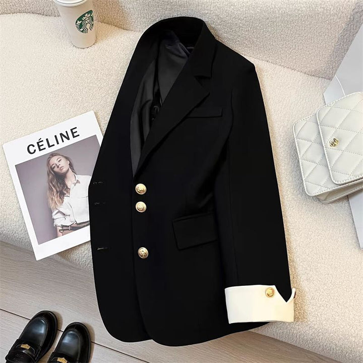 Damen Eleganter Blazer mit goldenen Knöpfen Drune