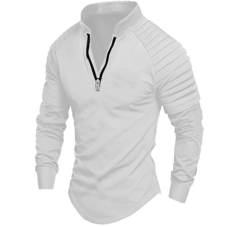Herren Sportliches Langarmshirt mit Stehkragen und Reißverschluss Drune