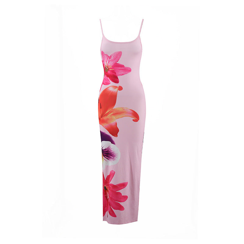 Damen Maxikleid mit traumhaftem Blumendruck und zarten Spaghettiträgern Drune