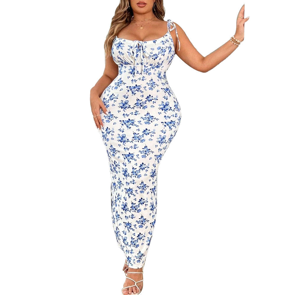 Damen Maxikleid mit floralem Print und tailliertem Schnitt Drune