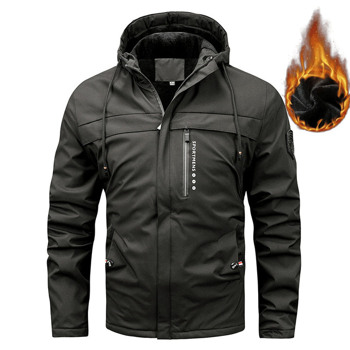 Herren nan gepolsterte Softshell-Thermojacke mit Kapuze und kuscheligem Fleecefutter Drune