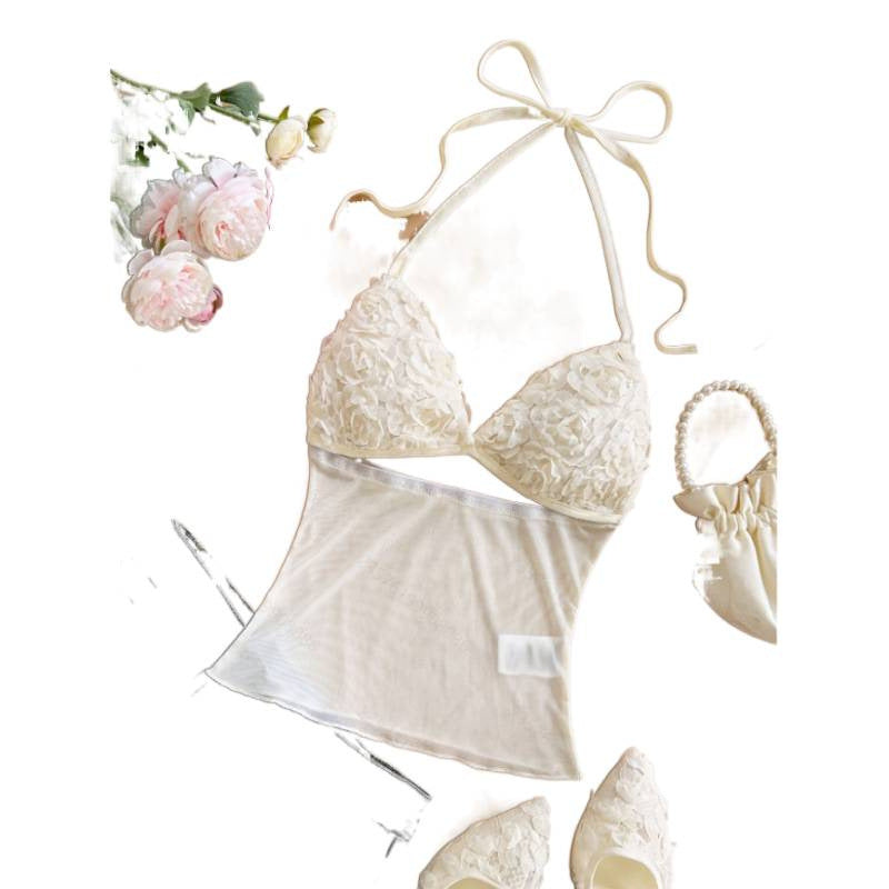 Damen Crop-Top mit Rüschendetails und leichtem Stoff Drune