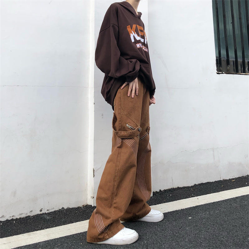 Herren modische Cargo-Hosen mit stylischen Zipper-Details und kontrastierenden Nähten Drune