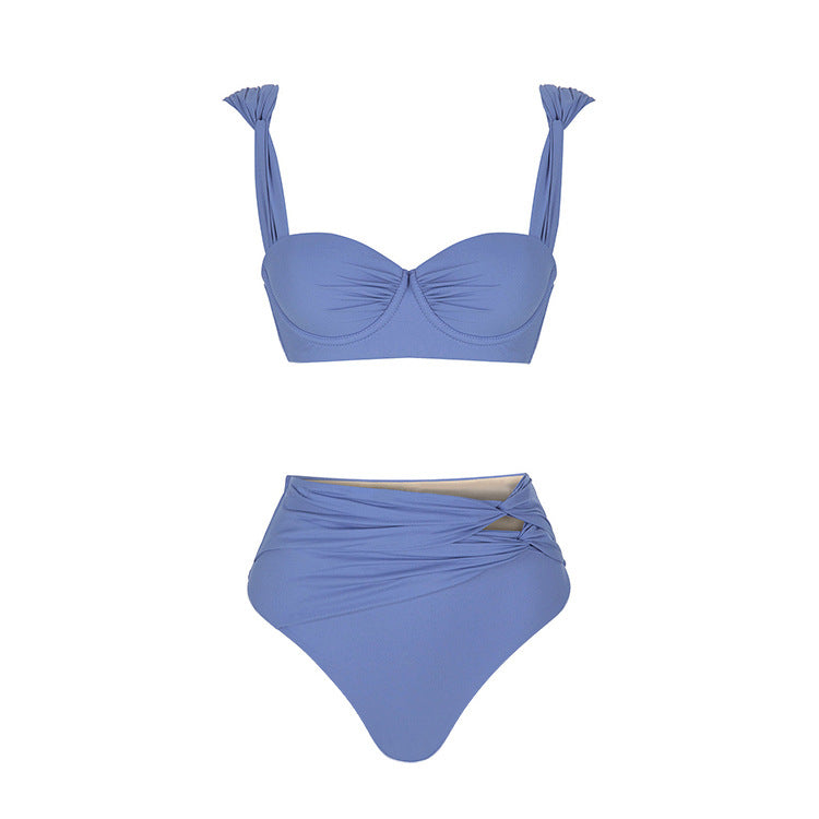 Damen Badeanzug mit raffinierten Drapierungen und eleganten Goldakzenten Drune