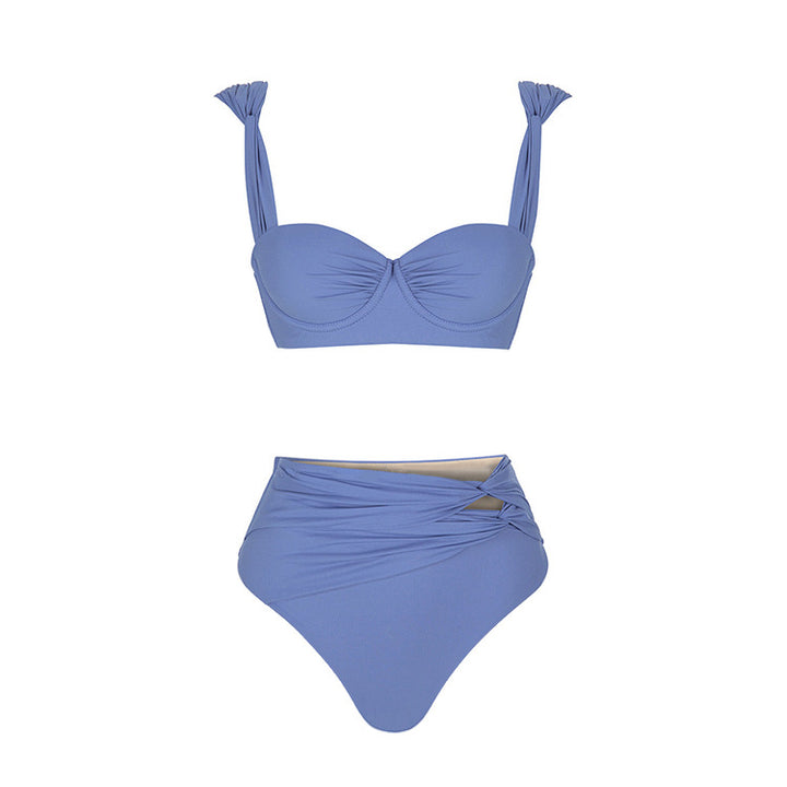 Damen Badeanzug mit raffinierten Drapierungen und eleganten Goldakzenten Drune