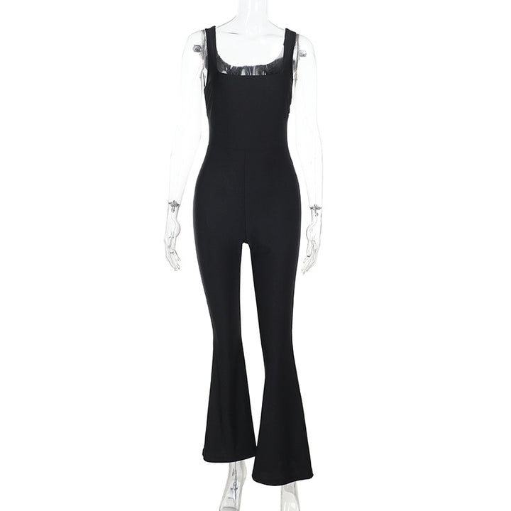 Damen figurbetontes Jumpsuit mit ausgestellten Beinen und Trägerdesign Drune