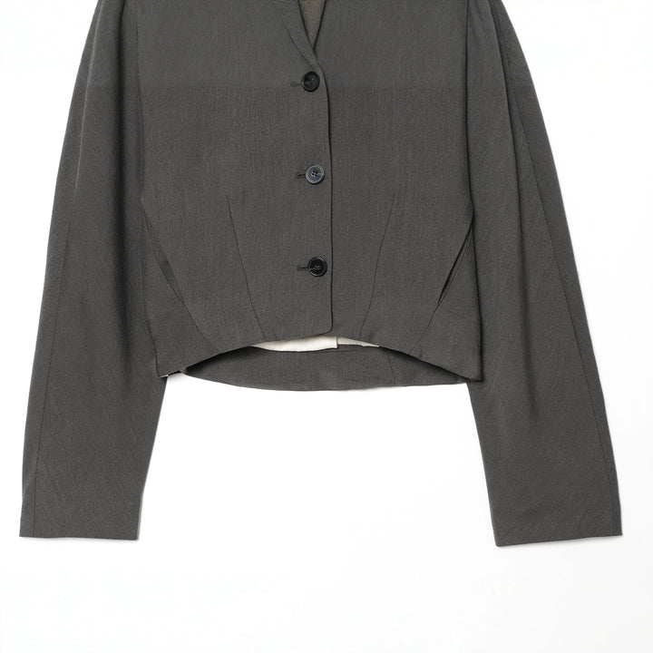 Damen nan taillierter Cropped-Blazer mit V-Ausschnitt, entwurfsnahtiger Formgebung und dreiknopfverschluss Drune