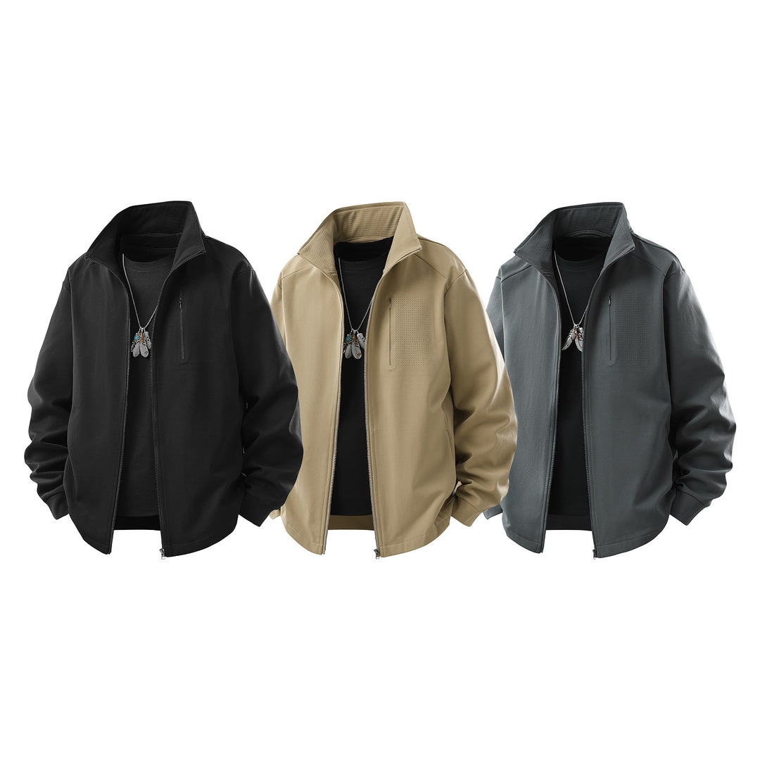 Herren Technische Softshell-Trainingsjacke mit Stehkragen, Brustreißverschluss und atmungsaktiver Struktur Drune