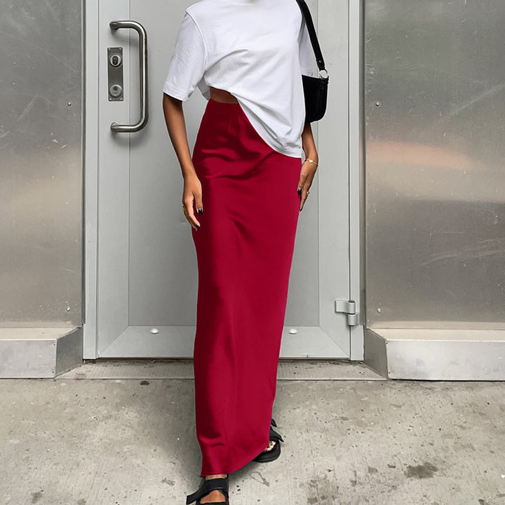 Damen Maxirock mit fließendem Satin-Finish und seitlichem Schlitz Drune