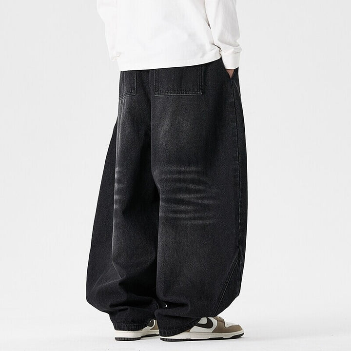Herren nan extremweit geschnittene Baggy-Jeans mit tiefem Schritt und ballonförmigem Saum Drune