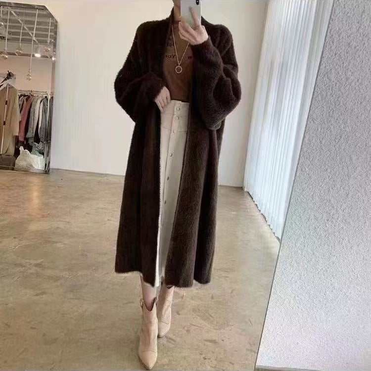 Damen Flauschiger Langarm Cardigan Drune