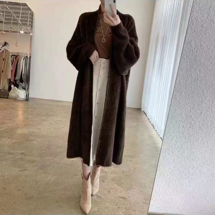 Damen Flauschiger Langarm Cardigan Drune
