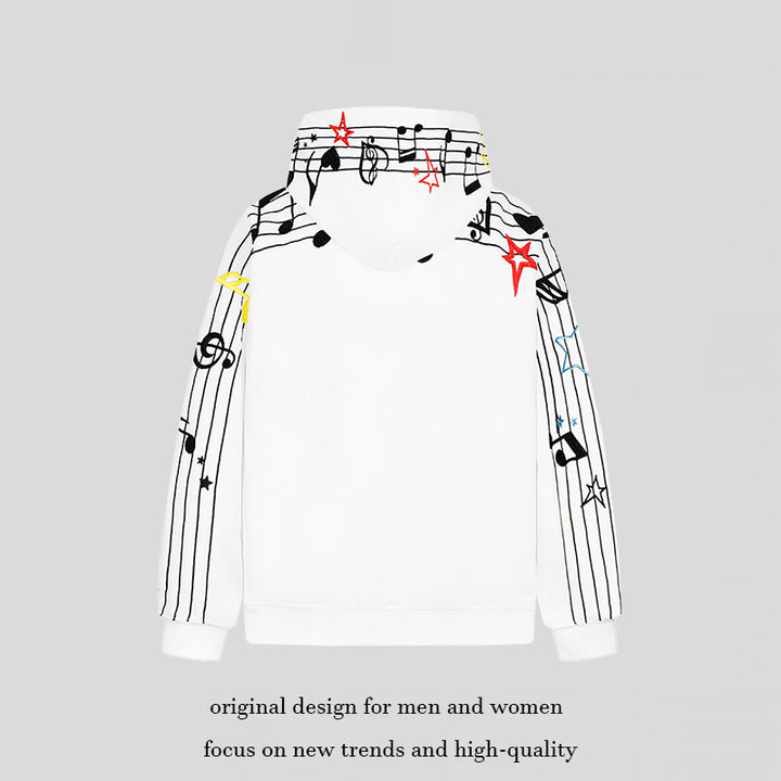 Damen Kapuzen-Sweatshirt mit musikalischem Noten- und Sternprint, relaxed Fit Drune
