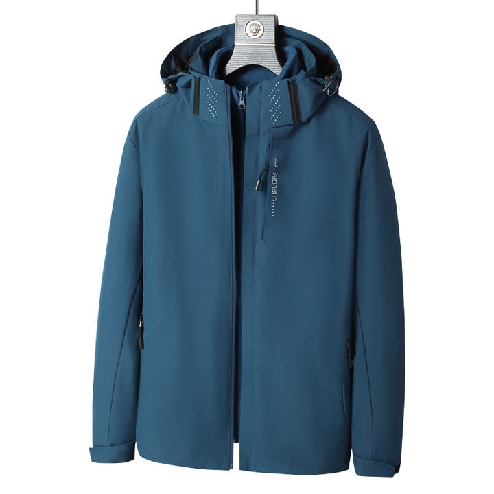 Herren Wind- und wasserabweisende Kapuzenjacke mit ergonomischem Schnitt und verdecktem Reißverschluss Drune