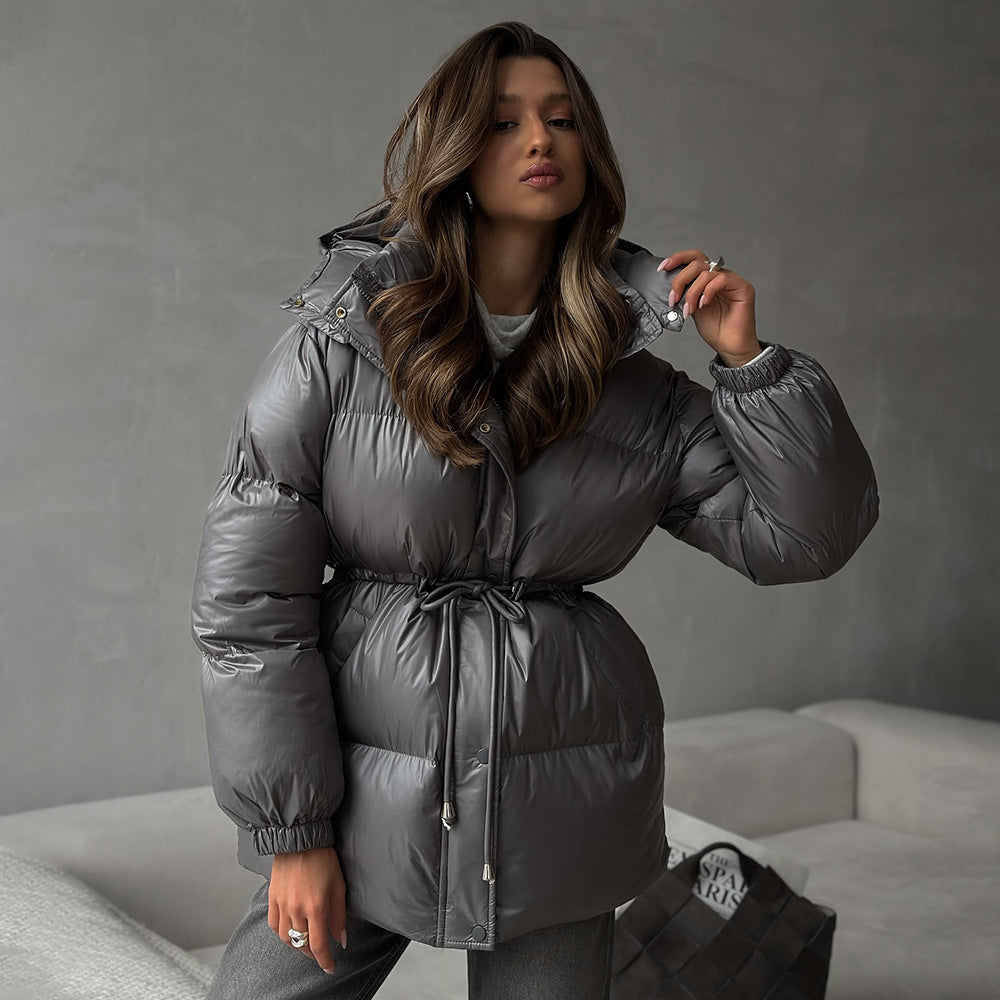 Damen Steppjacke mit verstellbarem Bund und Kapuze Drune