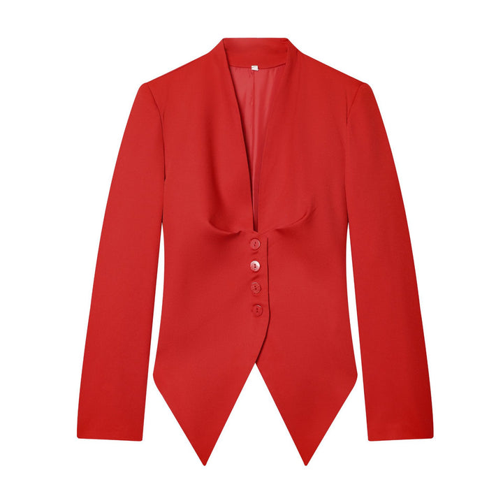 Damen nan taillierter Blazer mit Schalkragen, figurbetonter Knopfleiste und spitz zulaufendem Zipfelsaum Drune