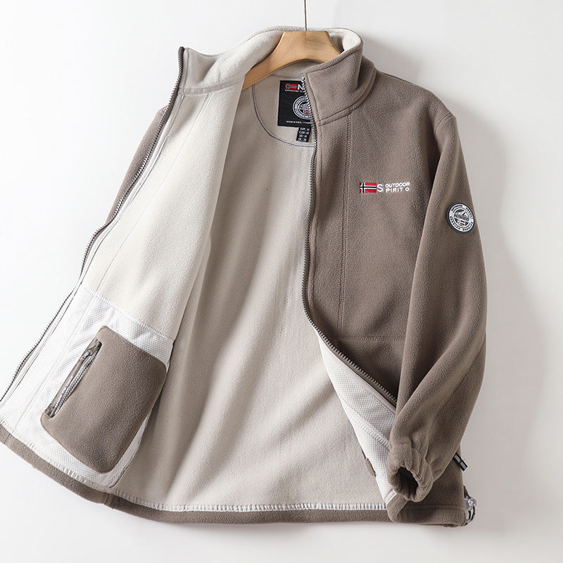Herren Fleecejacke mit Stehkragen, durchgehendem Reißverschluss und elastischen Bündchen Drune
